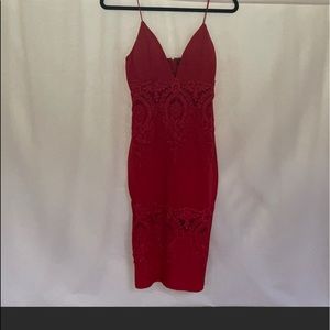 NWOT Red Strapless Midi Dresd
